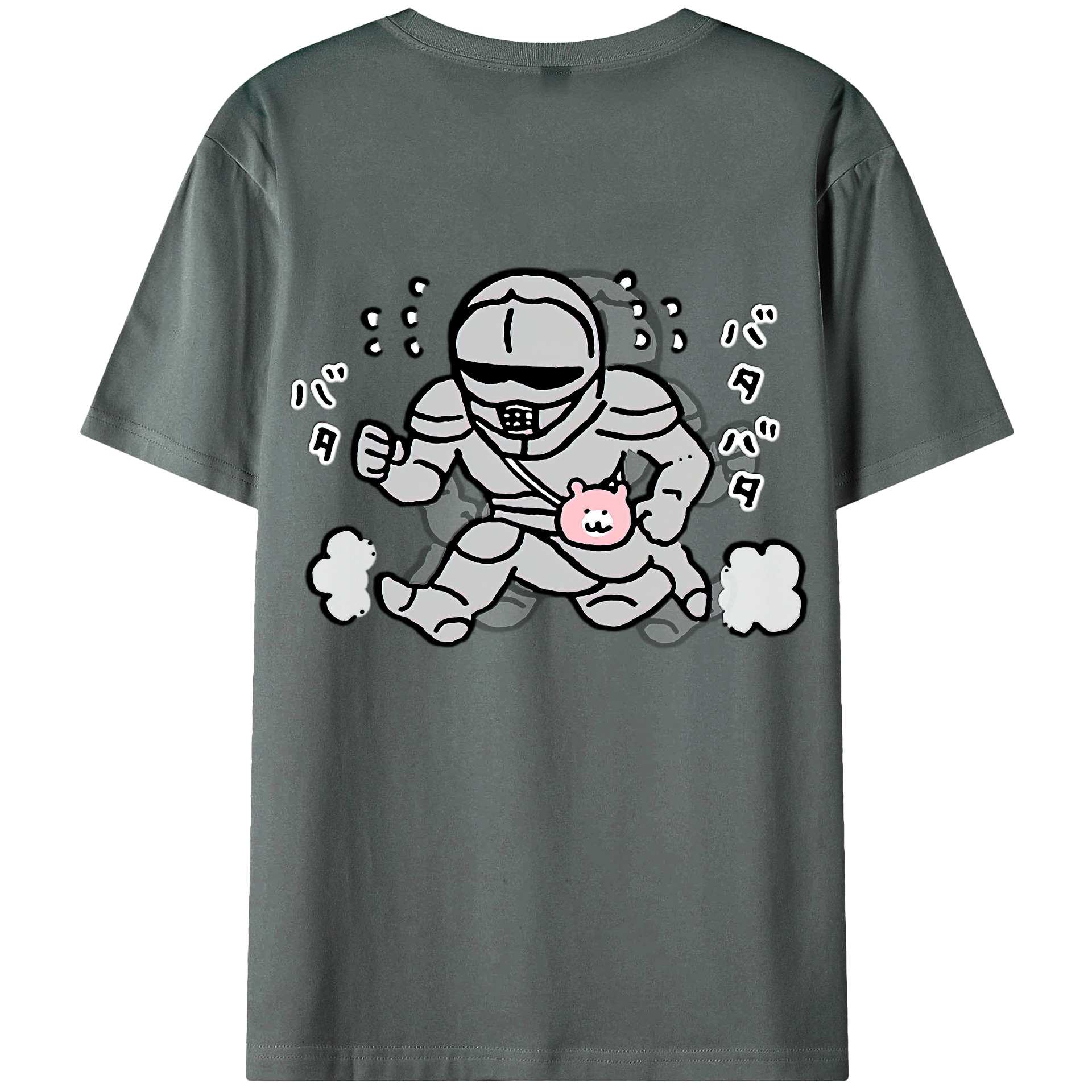（画像用） ちいかわ 労働の鎧さん Chii-kawa Mr. Armor of Labor 綿100％ メンズ半袖Tシャツ（バックプリント） 通気性
